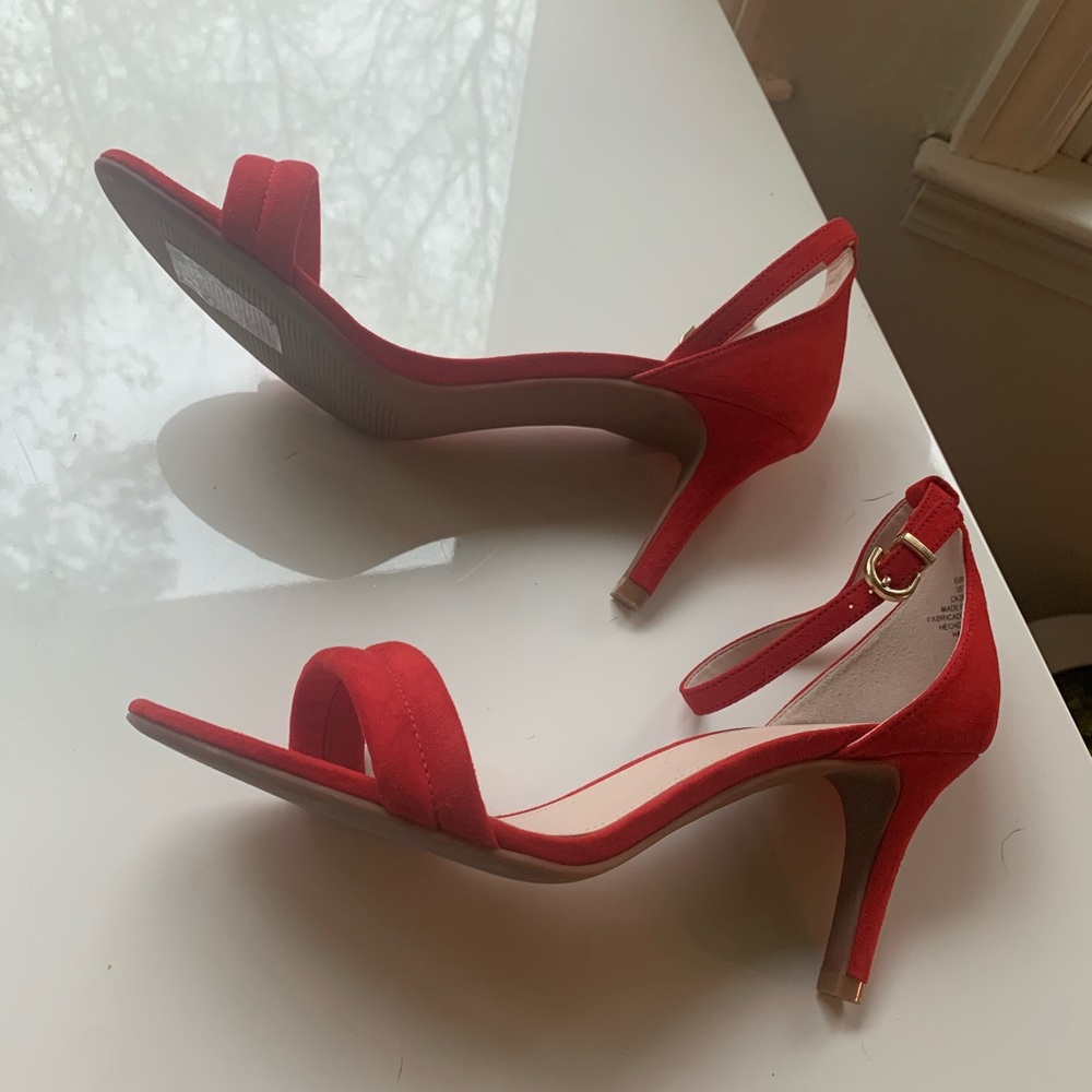Red heeled sandals